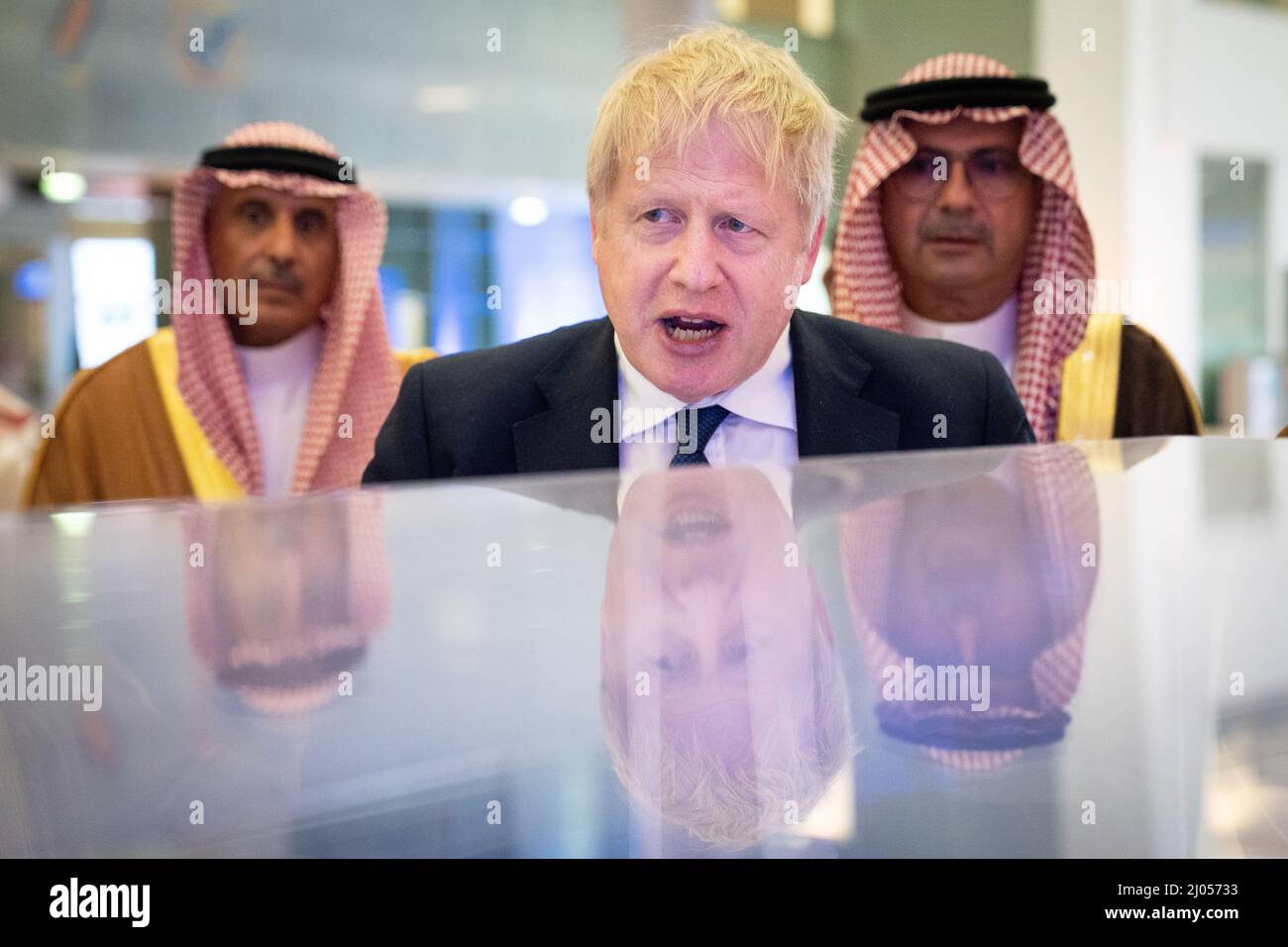 Prime Minister Boris Johnson during a tour of the manufacturing ...