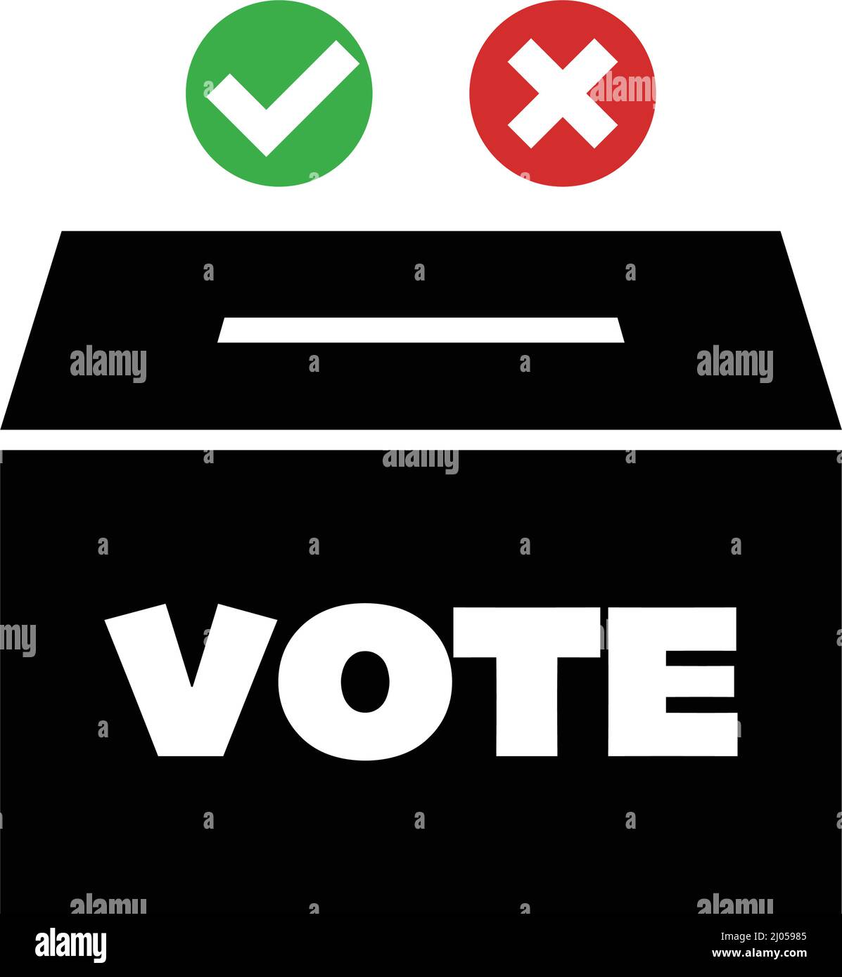 Ballot box, check mark and cross mark icon set. Election and vote. Editable vector. Stock Vector