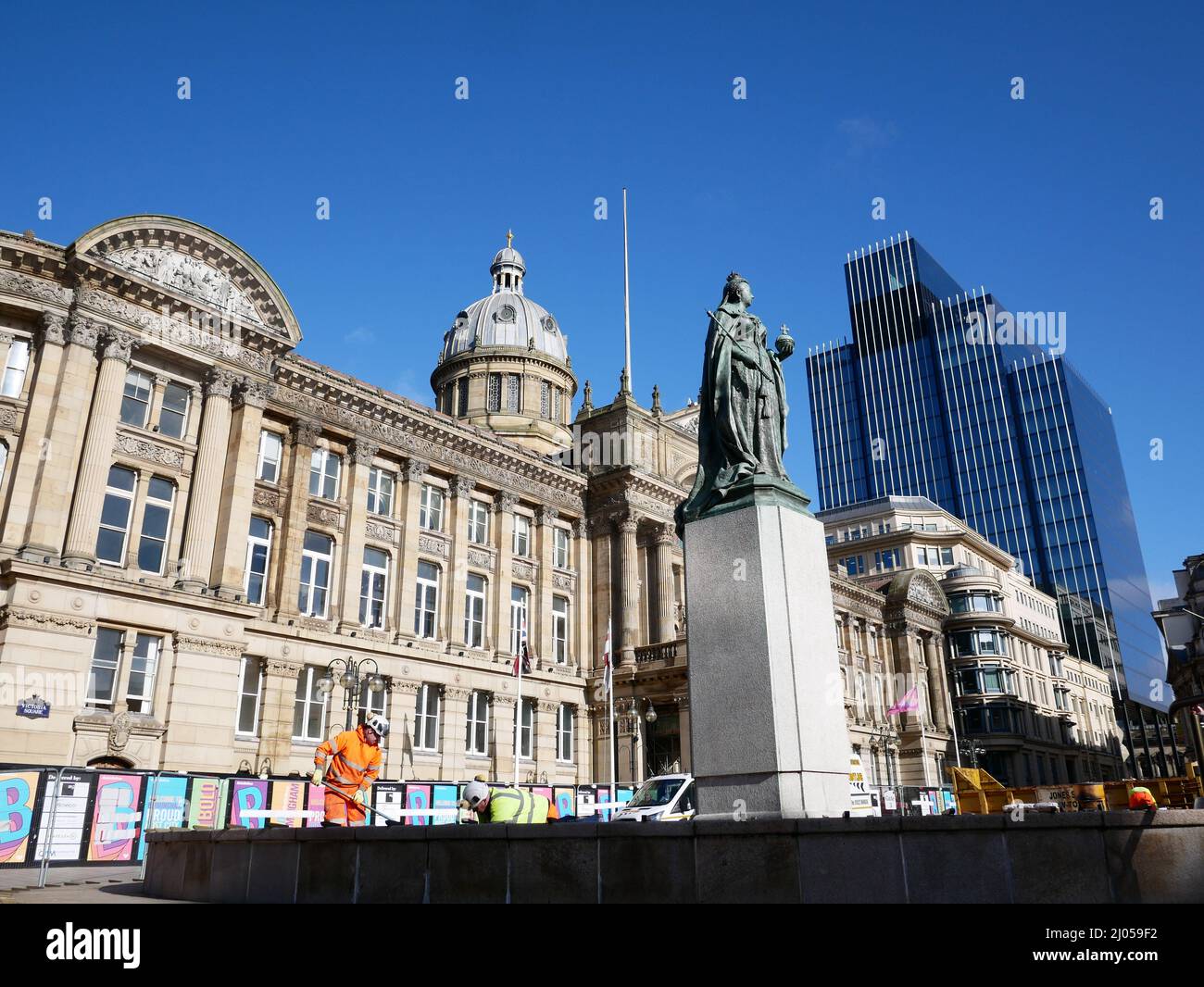 Victoria Square, Birmingham. Remodelling works in preparation for the 2022 Commonwealth Games. Stock Photo