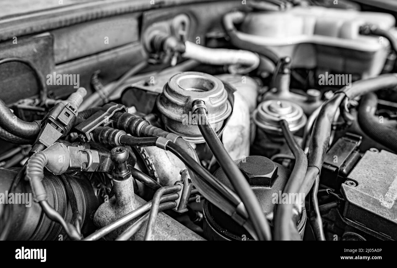 Car engine during repair Stock Photo Alamy