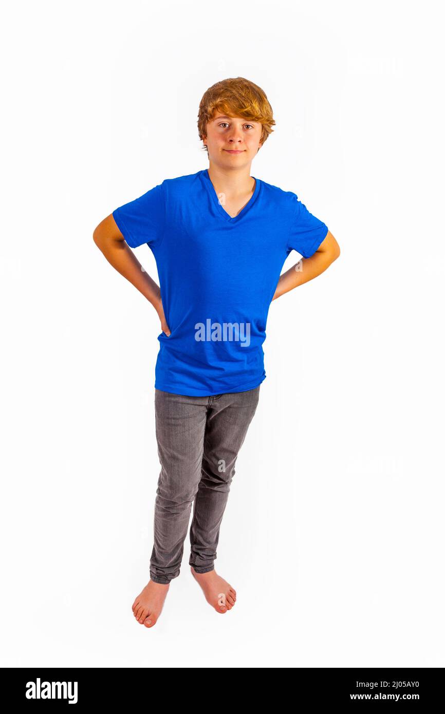 Smiling Cute Boy In The Studio Stock Photo Alamy