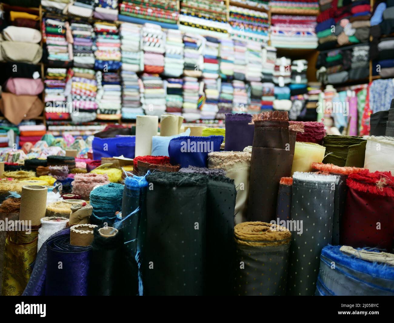 Fabric store interior of fabric shop, Birmingham, UK Stock Photo Alamy