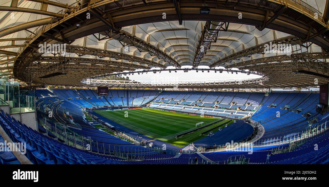 Rome, 16-03-2022, Stadio Olimpico, football, UEFA Europa Conference League, season 2021 / 2022, inside stadium view of Stadio Olimpico before training Vitesse in Rome (Photo by Pro Shots/Sipa USA) *** World Rights Except Austria and The Netherlands *** Stock Photo