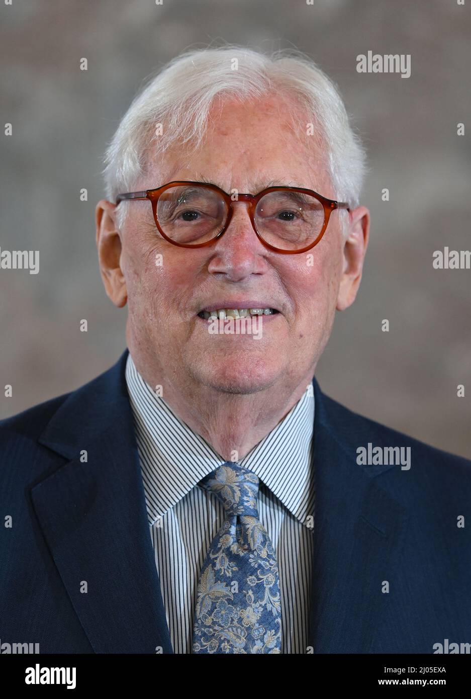 14 March 2022, Hessen, Frankfurt/Main: Sir John E. Walker, British molecular biologist and winner of the 1997 Nobel Prize in Chemistry, attends the award ceremony for the Paul Ehrlich and Ludwig Darmstaedter Prizes in Frankfurt's Paulskirche. Photo: Arne Dedert/dpa Stock Photo