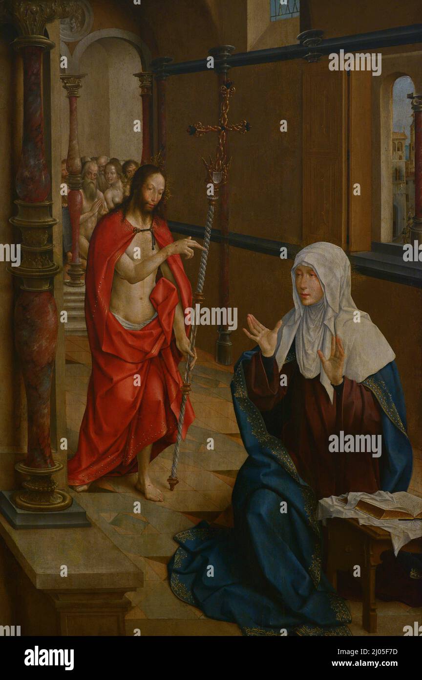 Frei Carlos. Portuguese Renaissance painter, active between 1517 and 1540. 'Christ Appearing to the Virgin', 1529. Detail. Oil on oak panel. From the Monastery of Esphinheiro, Evora, Portugal. National Museum of Ancient Art. Lisbon, Portugal. Stock Photo