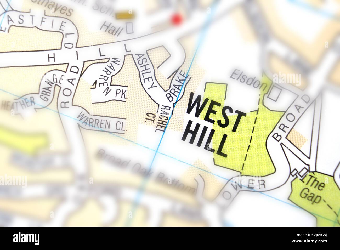 West Hill village Devon, United Kingdom colour atlas map and town