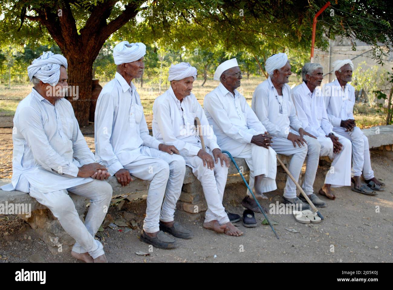 Amreli; Gujarat; india : Sep. 20; 2009 : Senior Citizen; South Asian Group of Farmers Enjoying Retired life Stock Photo