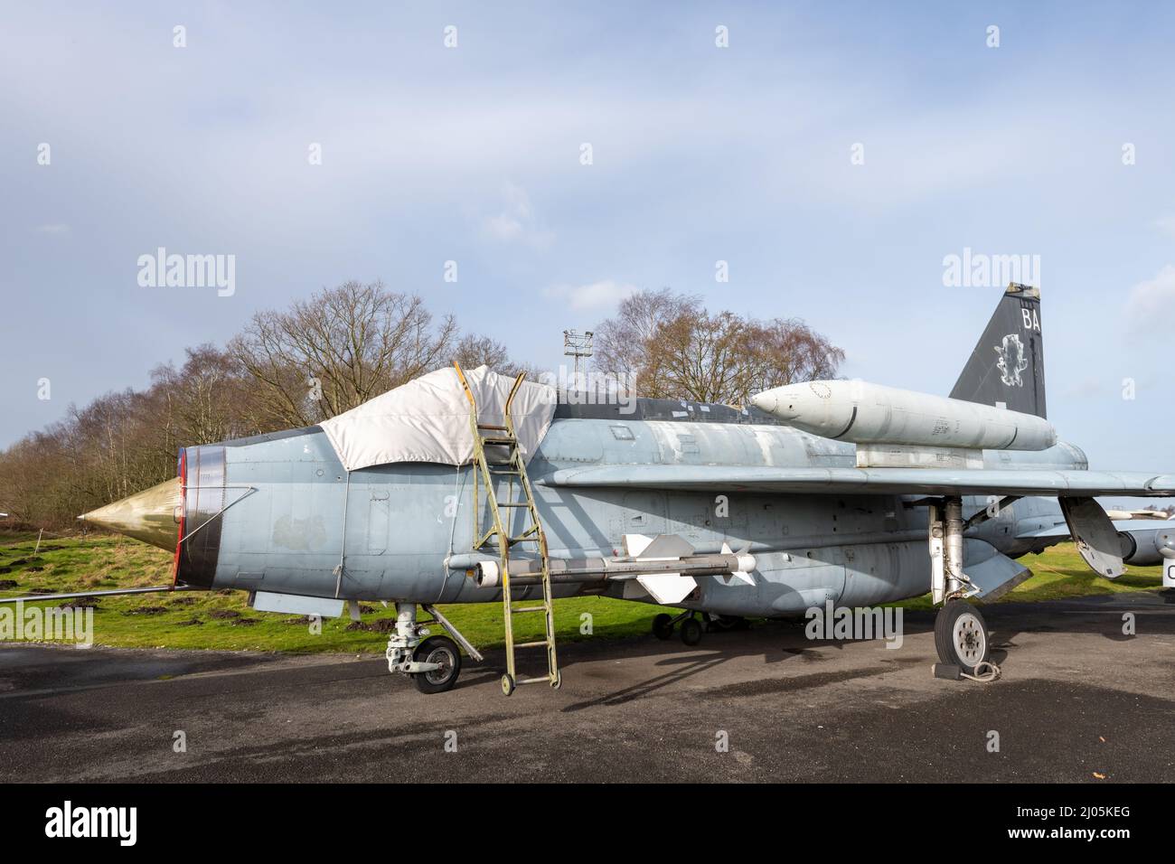York.Yorkshire.United Kingdom.February 16th 2022.A Lightning F6 fighter plane is on display at the Yorkshire air museum Stock Photo