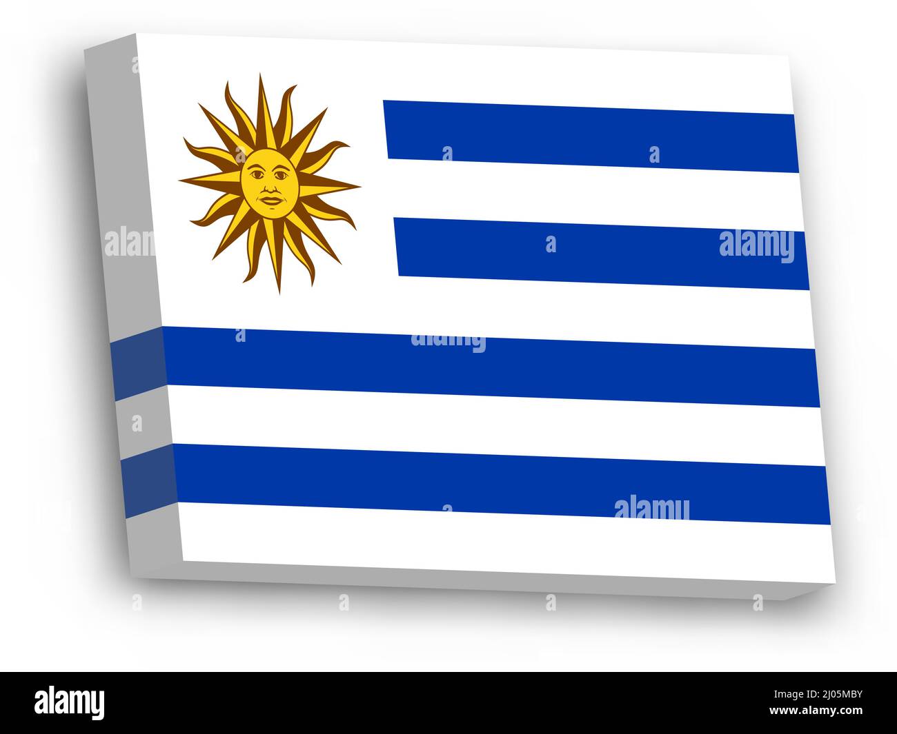 3D vector flag of Uruguay Stock Vector