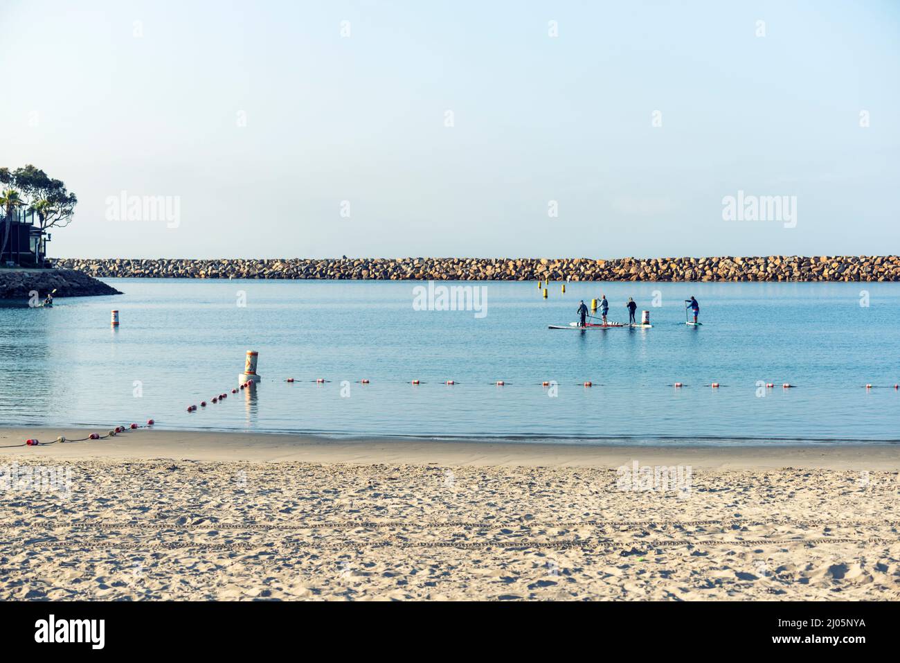Paddleboarders view from Baby Beach. Dana Point, California, USA. Stock Photo