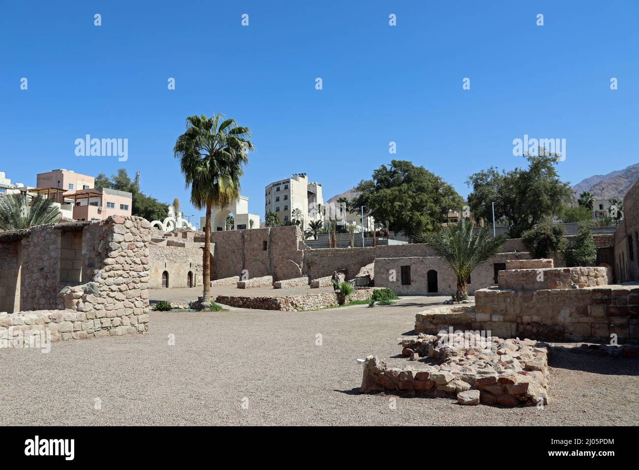 Historic remains of Aqaba Fortress in Jordan Stock Photo