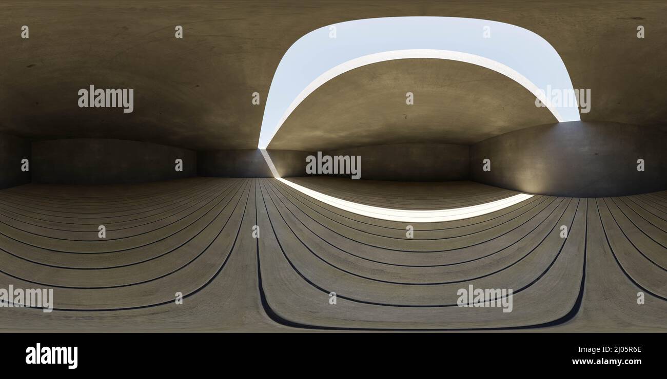 360 degree full panorama environment map of empty concrete basement ...