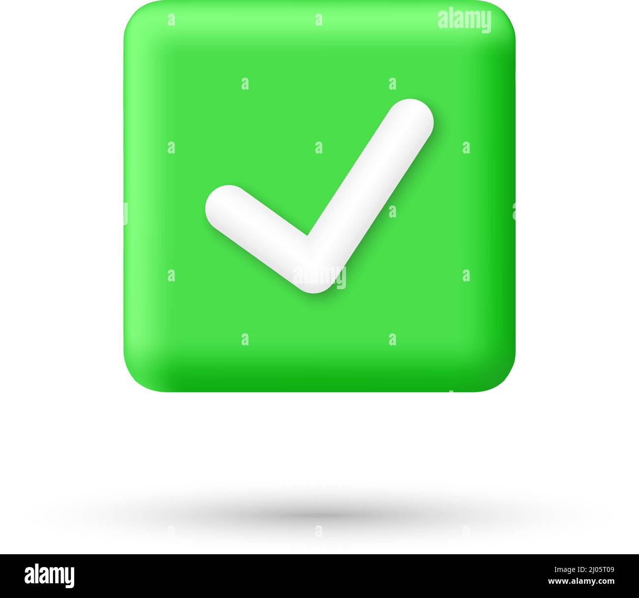 Realistic check mark green 3d icon. Right checkmark button isolated on ...