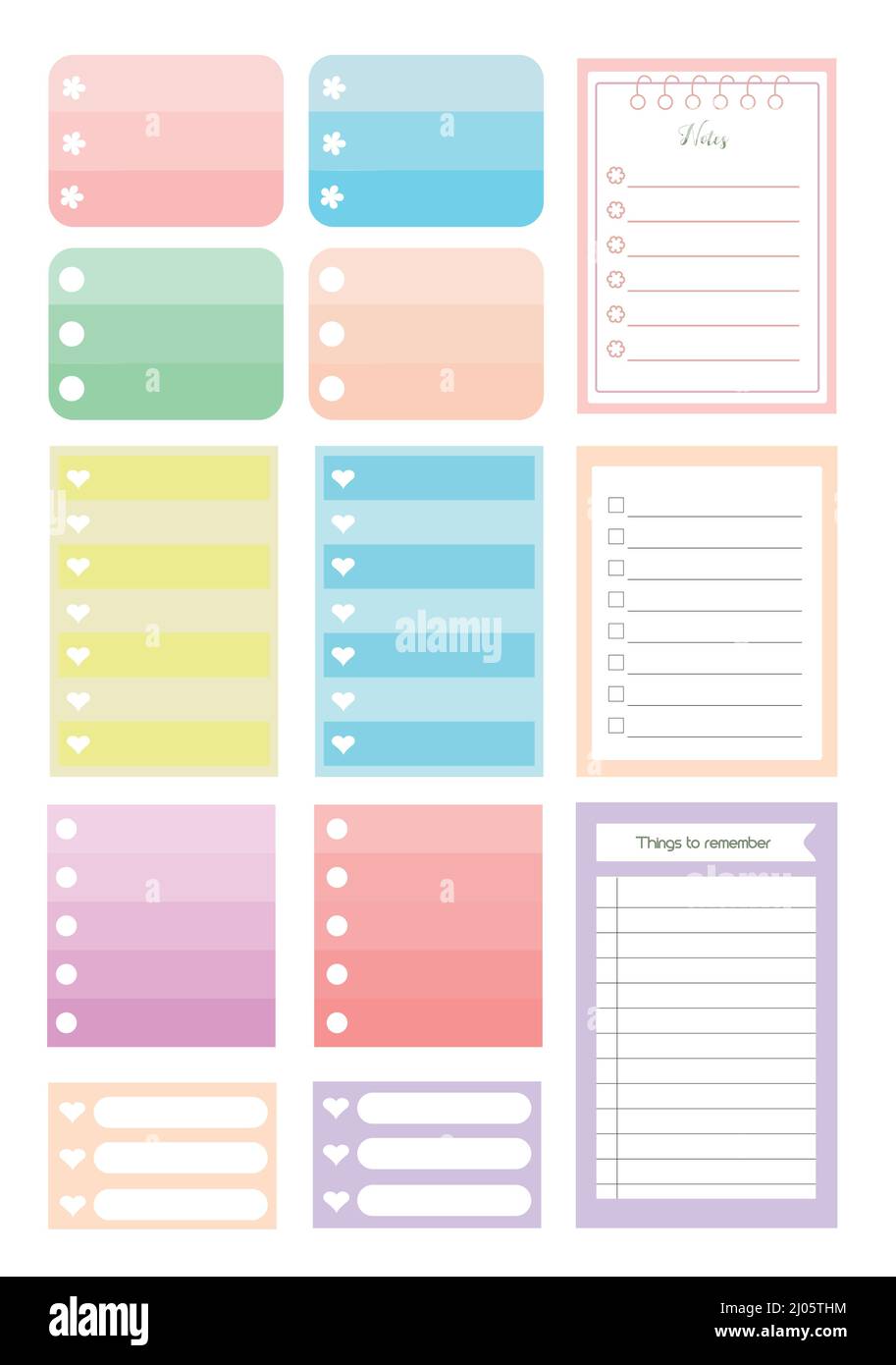 Checklist Notepaper Digital Stickers Reminder List Note List Sheets For Digital Planner Stationery Set Notes Memo Goodnotes Notability Stock Vector Image Art Alamy