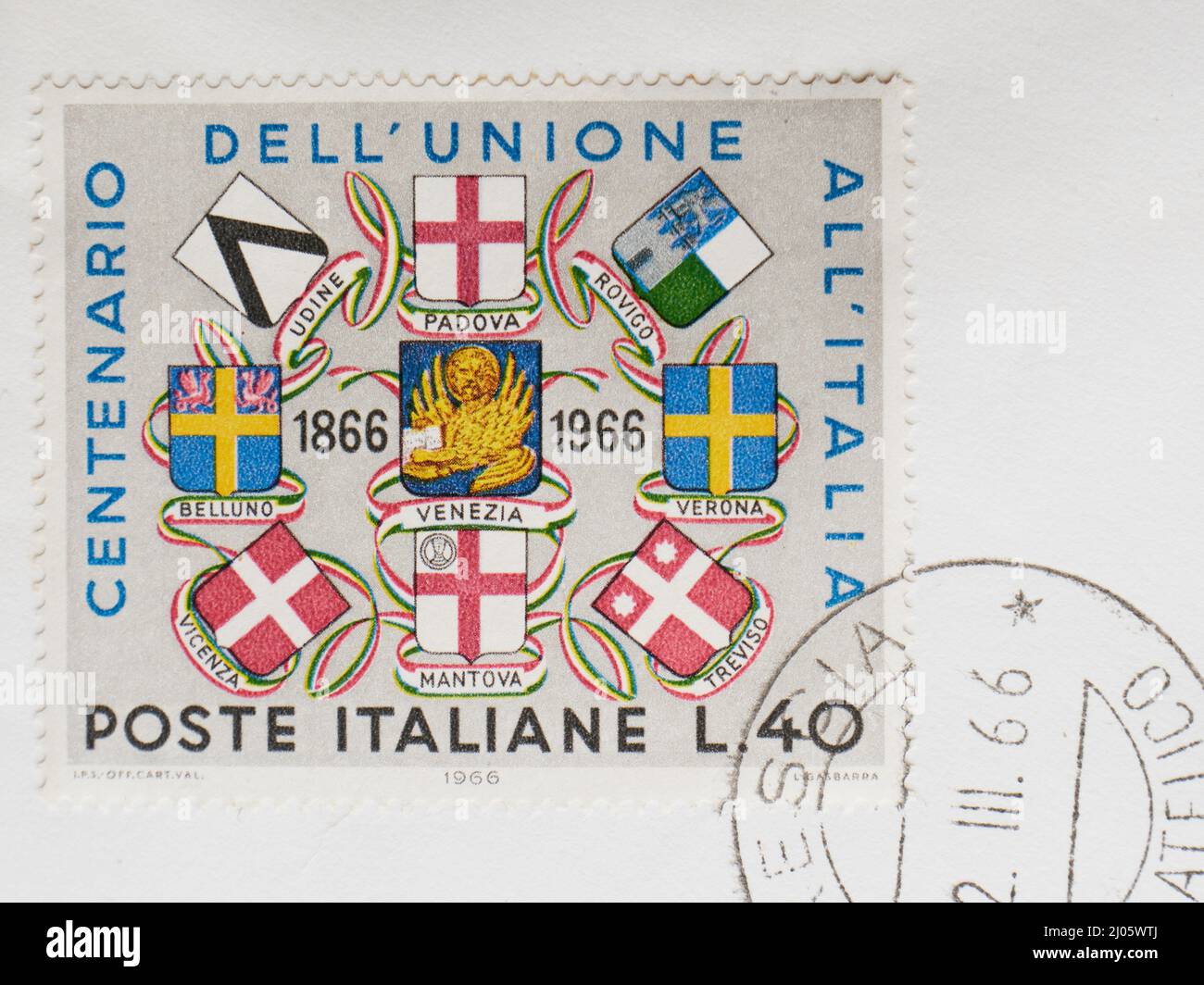Colorful Vintage Used Postage Stamps from Italy Stock Photo Alamy