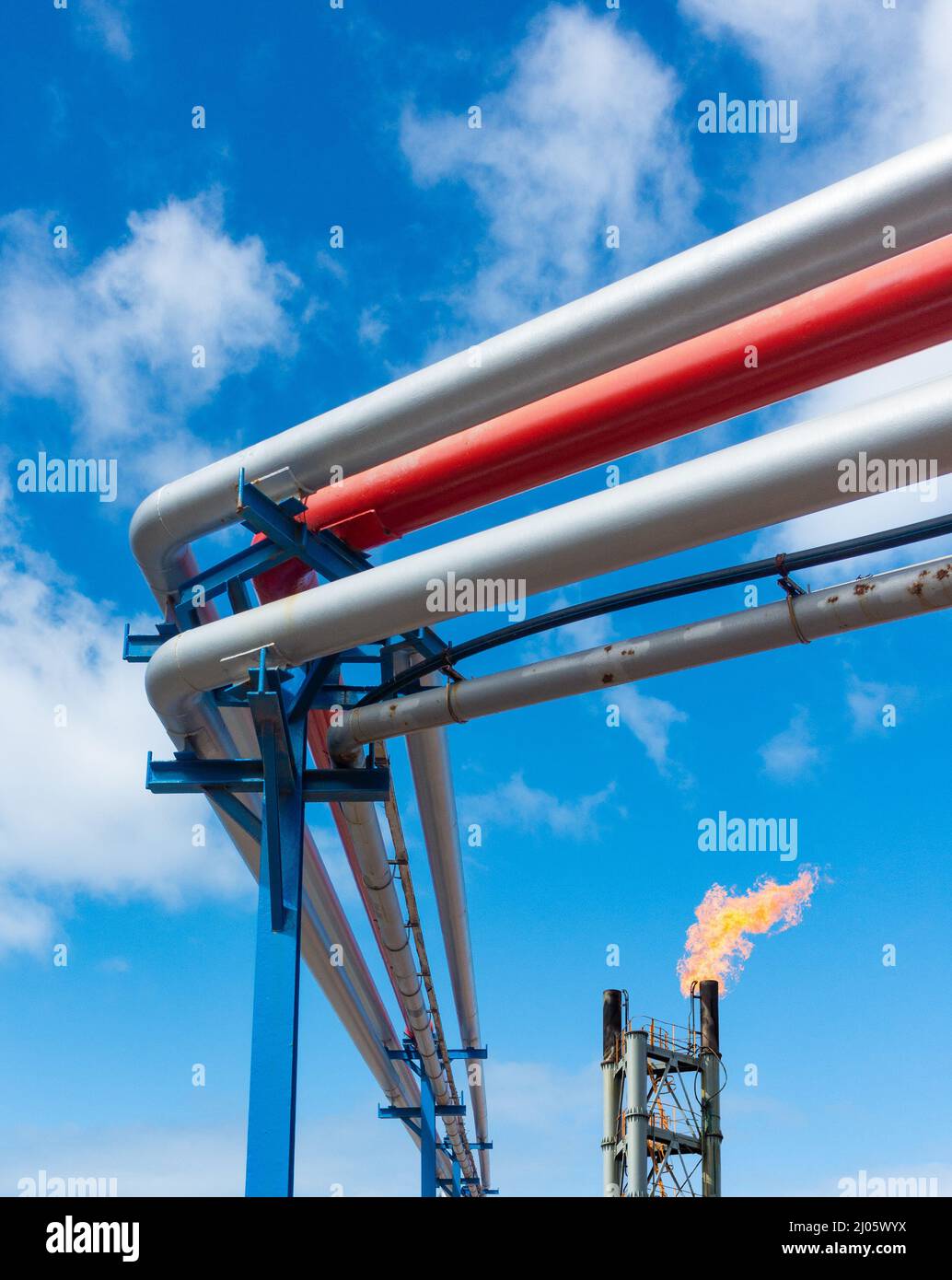 Gas, fuel pipeline. Concept image: rising gas, crude oil prices, energy crisis, Russian sanctions, UK, Europe gas supply, refinery.. Stock Photo