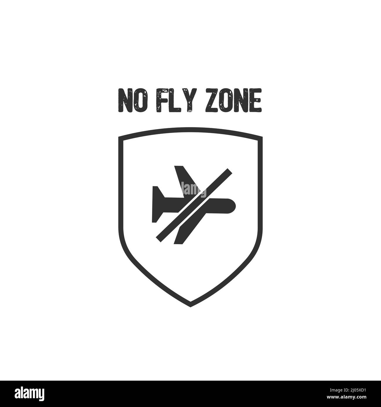 No fly zone shield of Ukraine with plane forbidding sign. Protest against the war in Ukraine. Destruction of civilian population cannot be allowed. Stock Vector