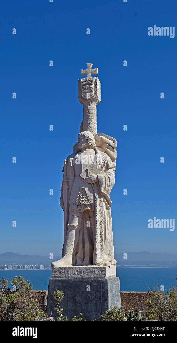 Cabrillo National Monument, statue of Juan Rodriguez Cabrilllo, on Point Loma, San Diego, California Stock Photo