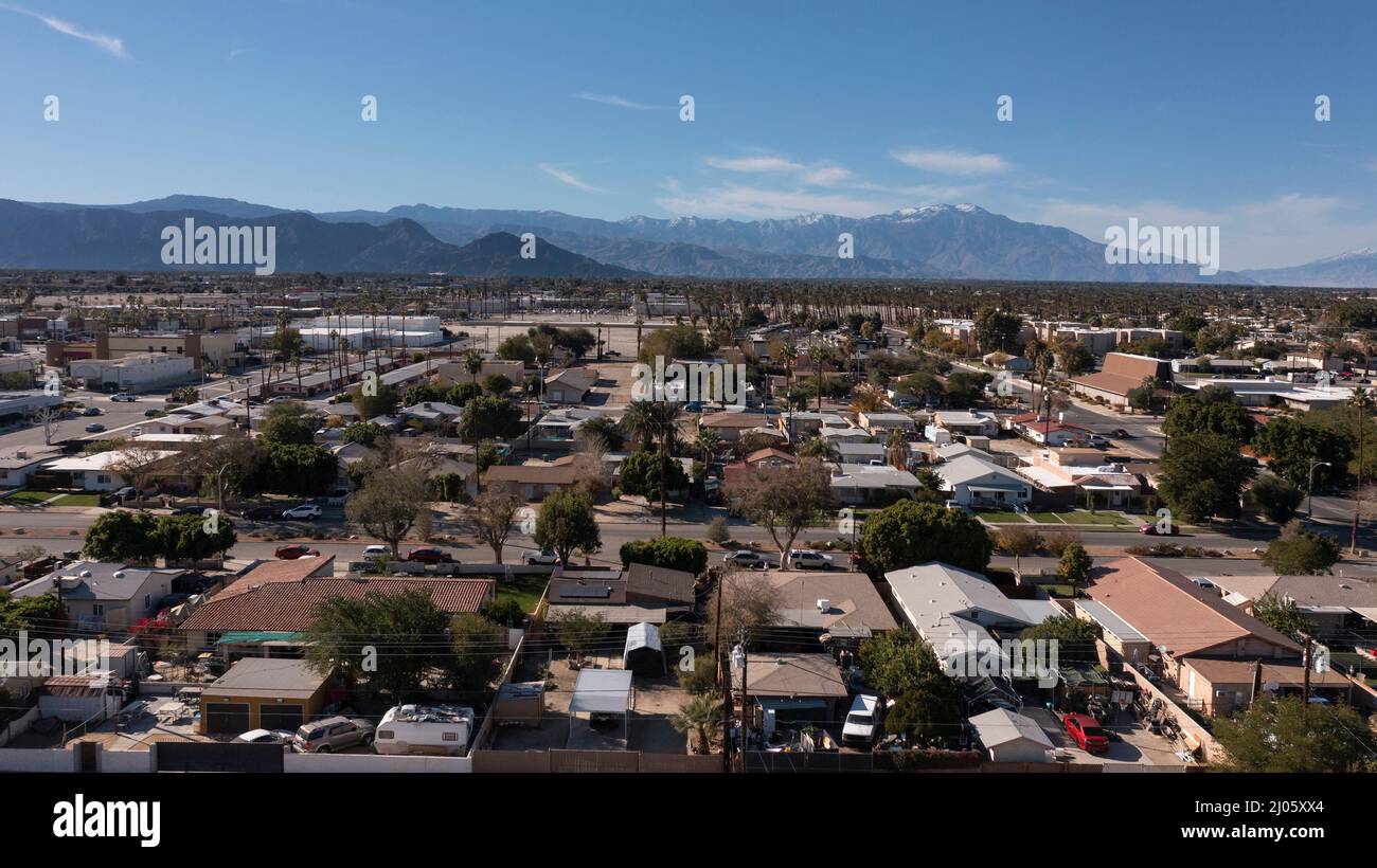 Aerial view of housing near downtown Indio, California, USA Stock Photo