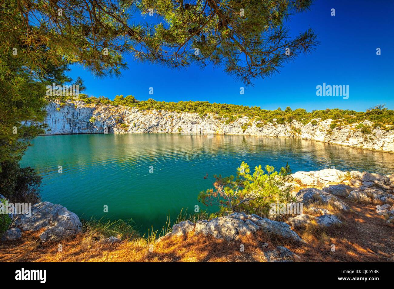 The Zmajevo Oko Dragons Eye Lake At Sunny Day The Rogoznica Village