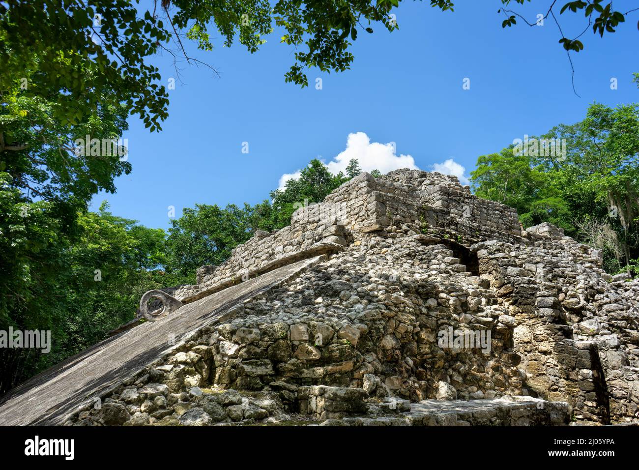 Mayan ball game ruins at Coba, Mexico Stock Photo