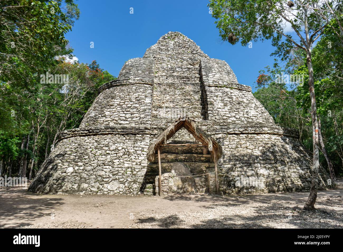 Mayan observatory ruins at Coba, Mexico Stock Photo