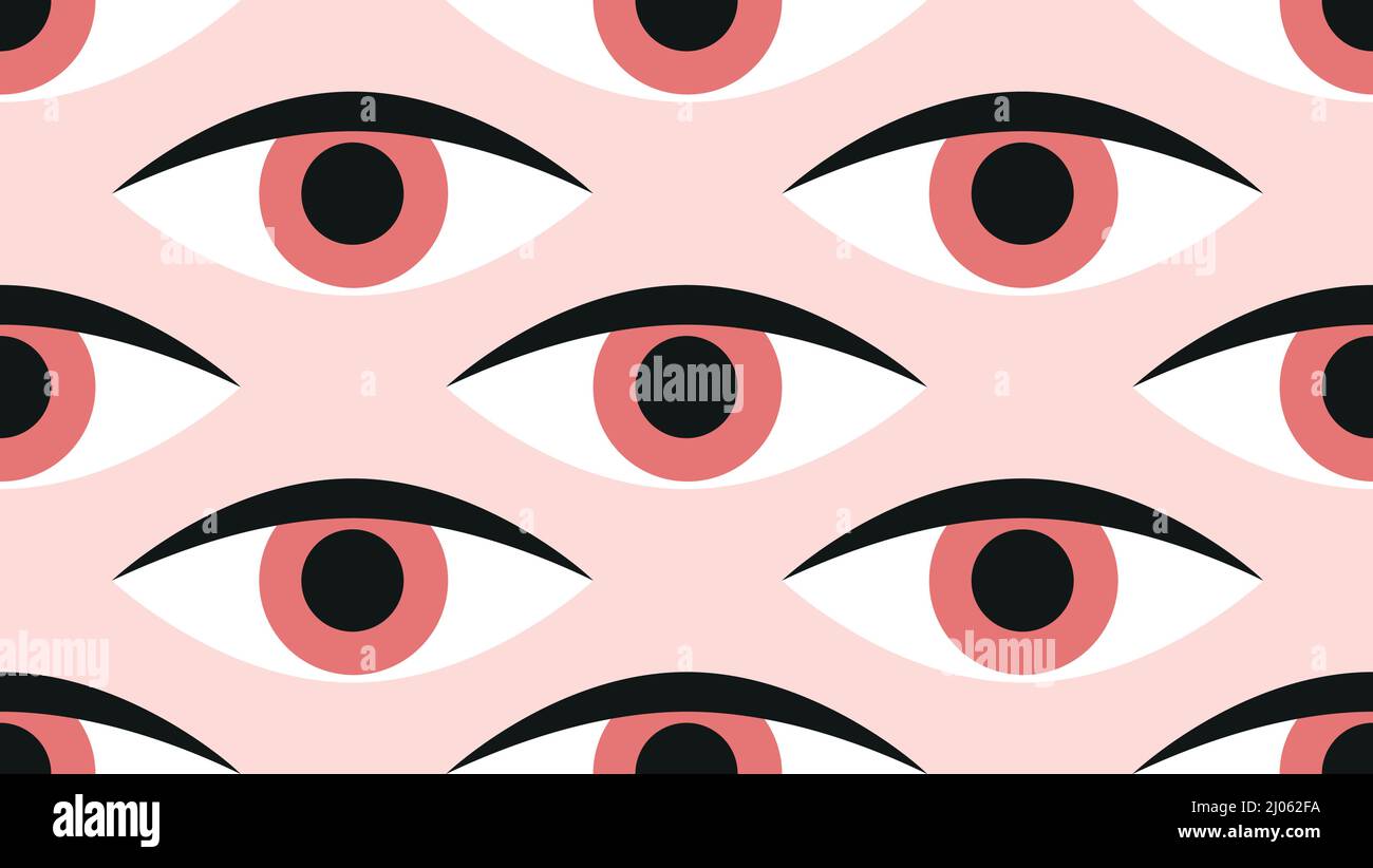 Eyeball. Vector seamless pattern in vintage style. Stock Vector