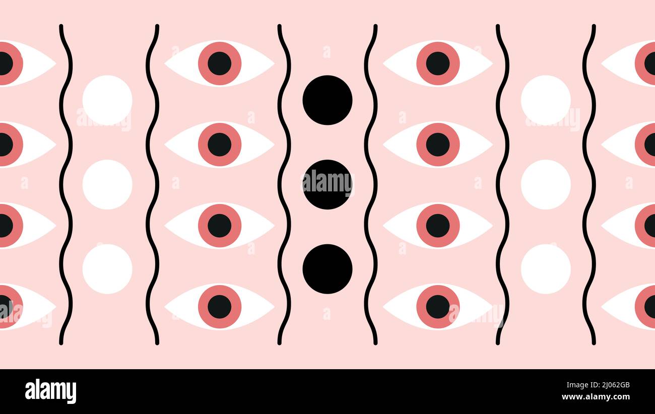 Seamless pattern with eyes in minimal style. Stock Vector