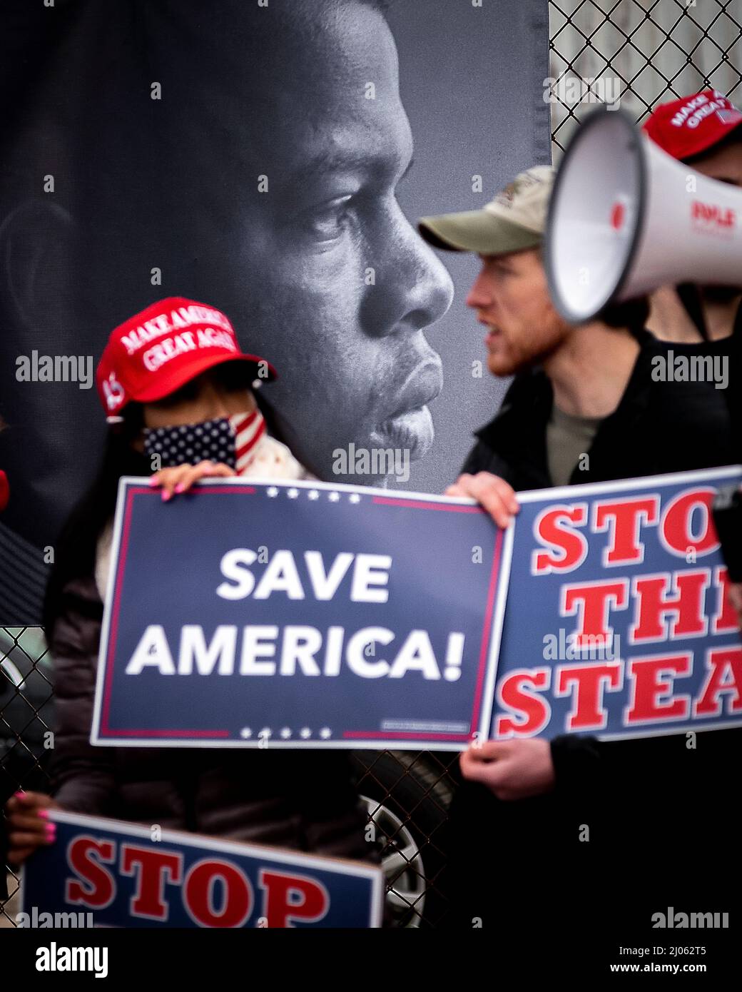 Street Protest during Joe Biden Rally, Atlanta, Georgia, USA Stock Photo