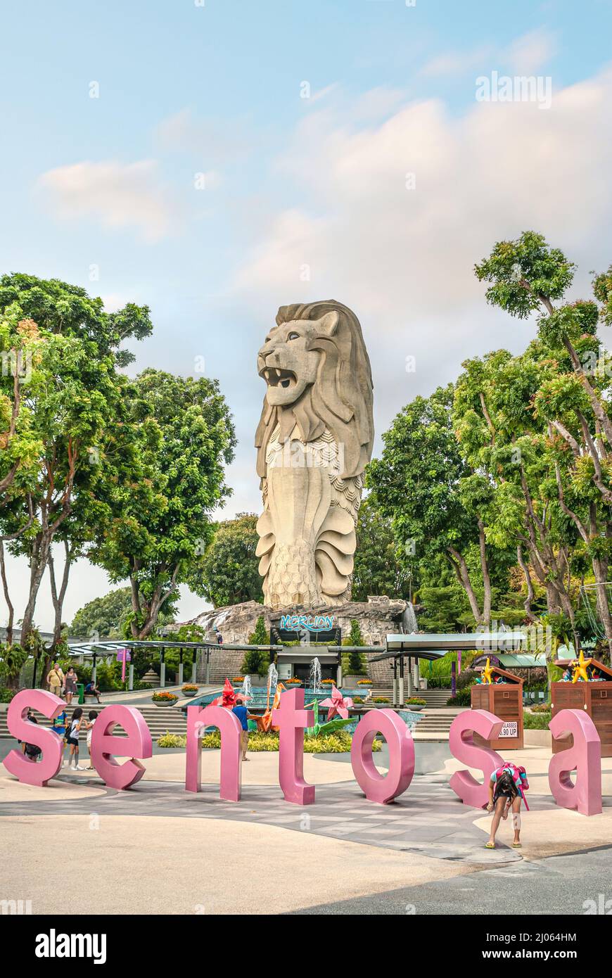 Merlion sculpture at Sentosa Island, Singapore Stock Photo
