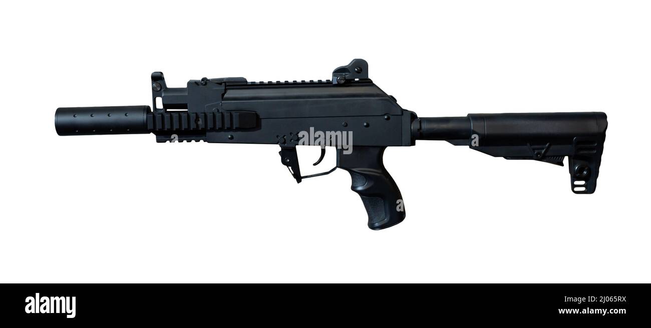 Firearm, machine gun isolated over white background Stock Photo Alamy