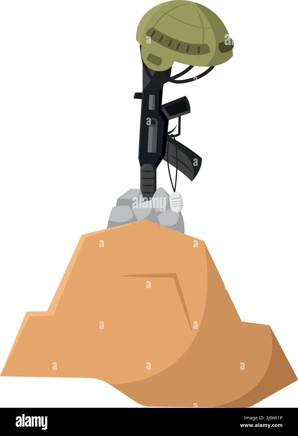 Isolated assault rifle icon with a helmet Vector Stock Vector