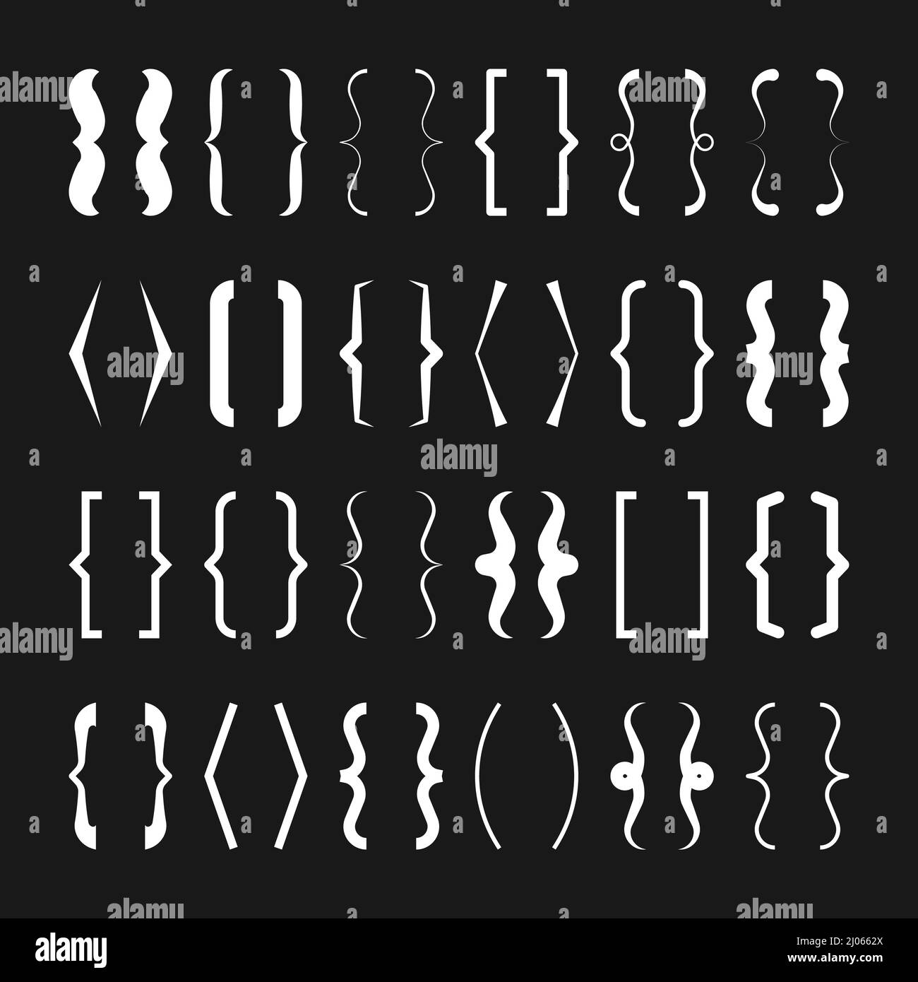 Text brackets collection, white quotation box. Curly, square and corner parentheses. Vintage