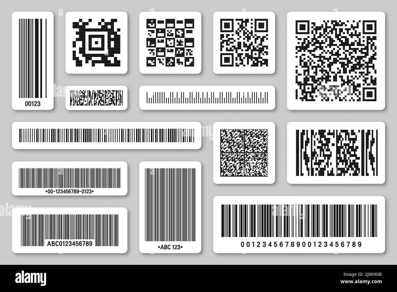 Set of product barcodes and QR codes. Identification tracking code