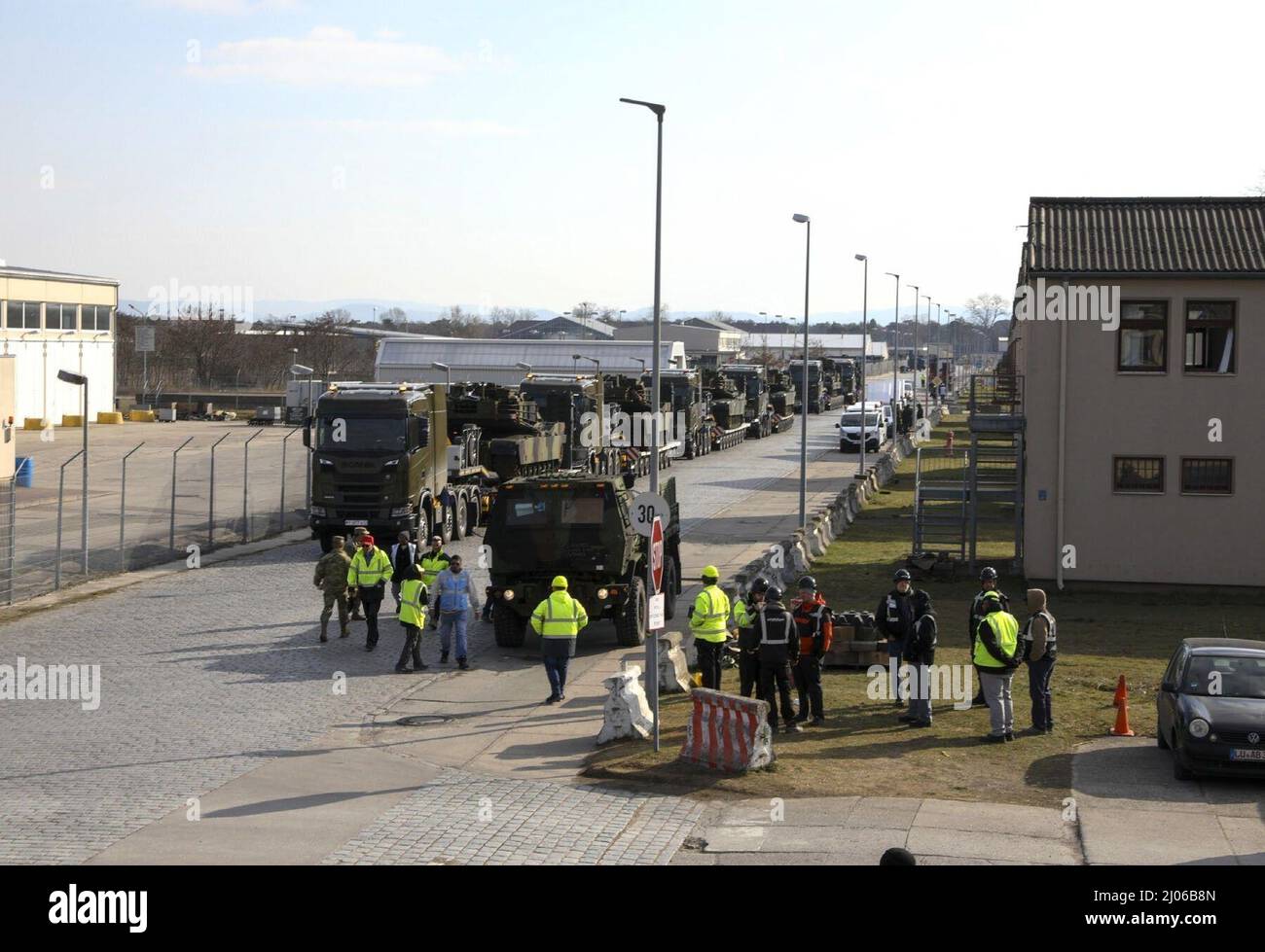 Bundeswehr Heavy Equipment Transport Systems (HETS) carrying American