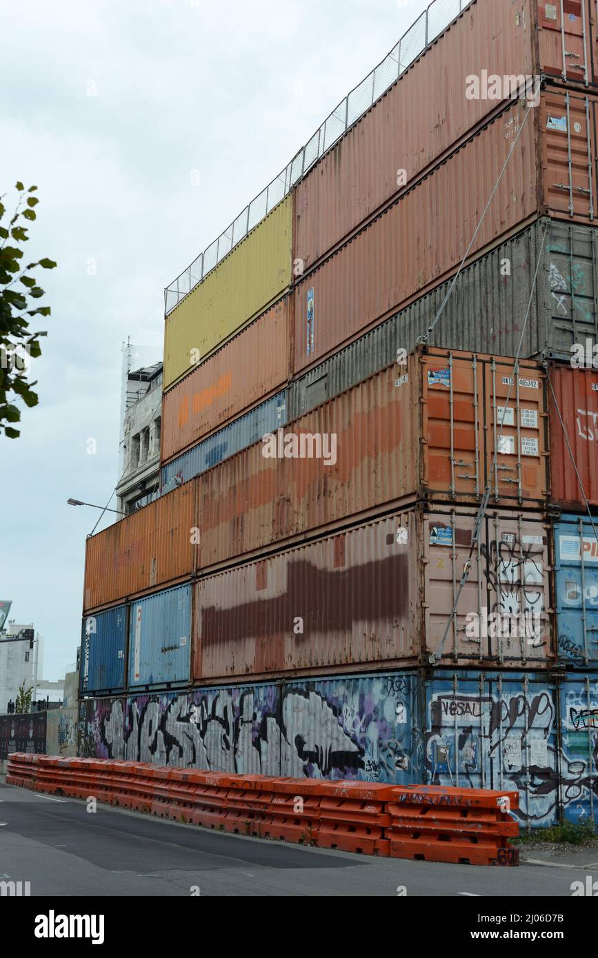 CHRISTCHURCH, NEW ZEALAND, FEBRUARY 24, 2022 Shipping containers