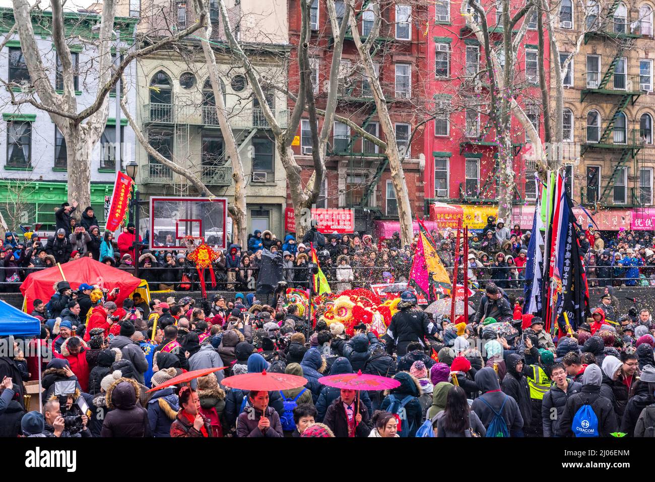 New York, NY /USA - February 8, 2016: New York City rang in the Year of the Monkey at Sara D. Roosevelt Park with the traditional Firecracker Ceremony Stock Photo