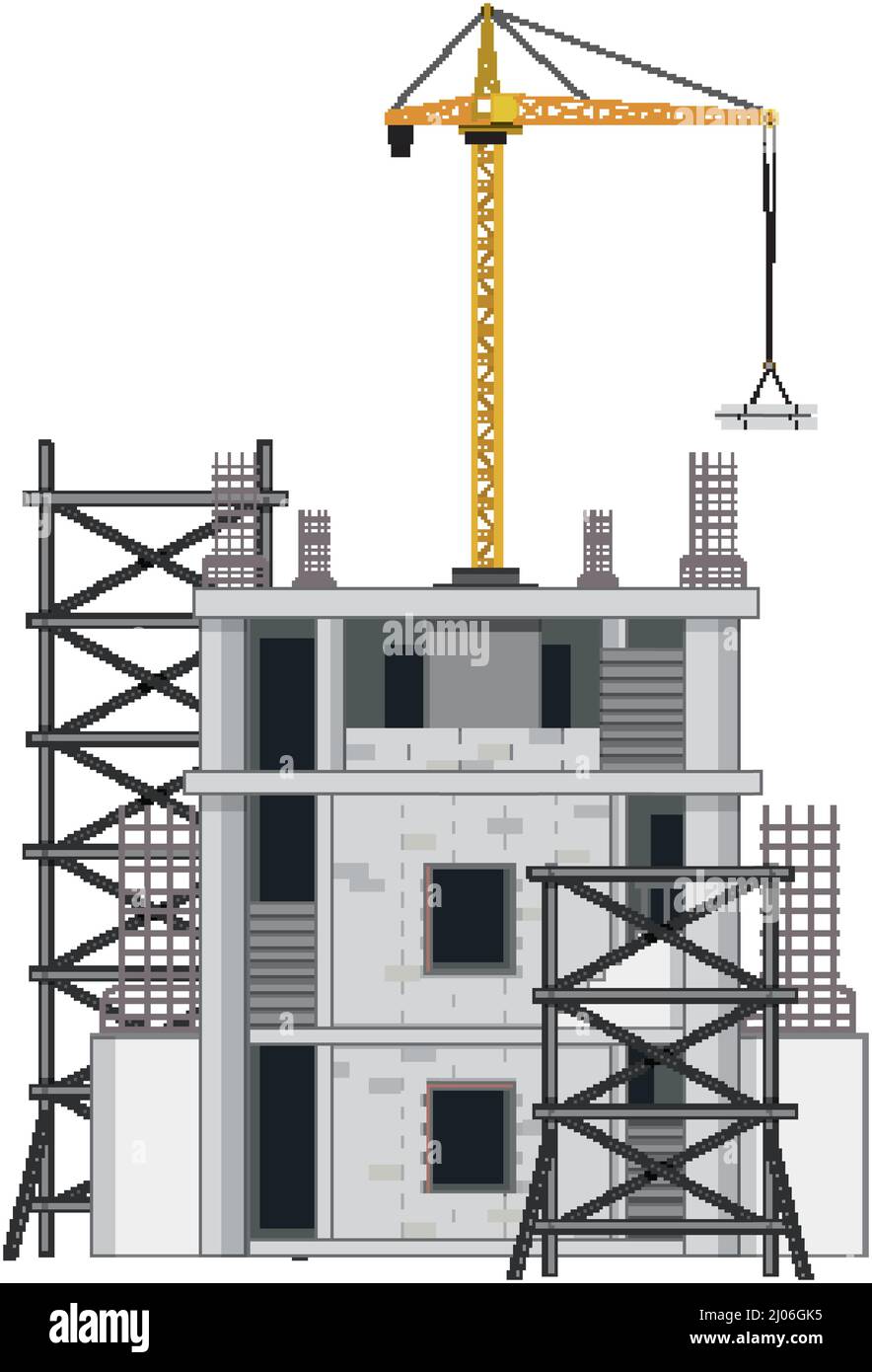 Building construction site on white background illustration Stock ...