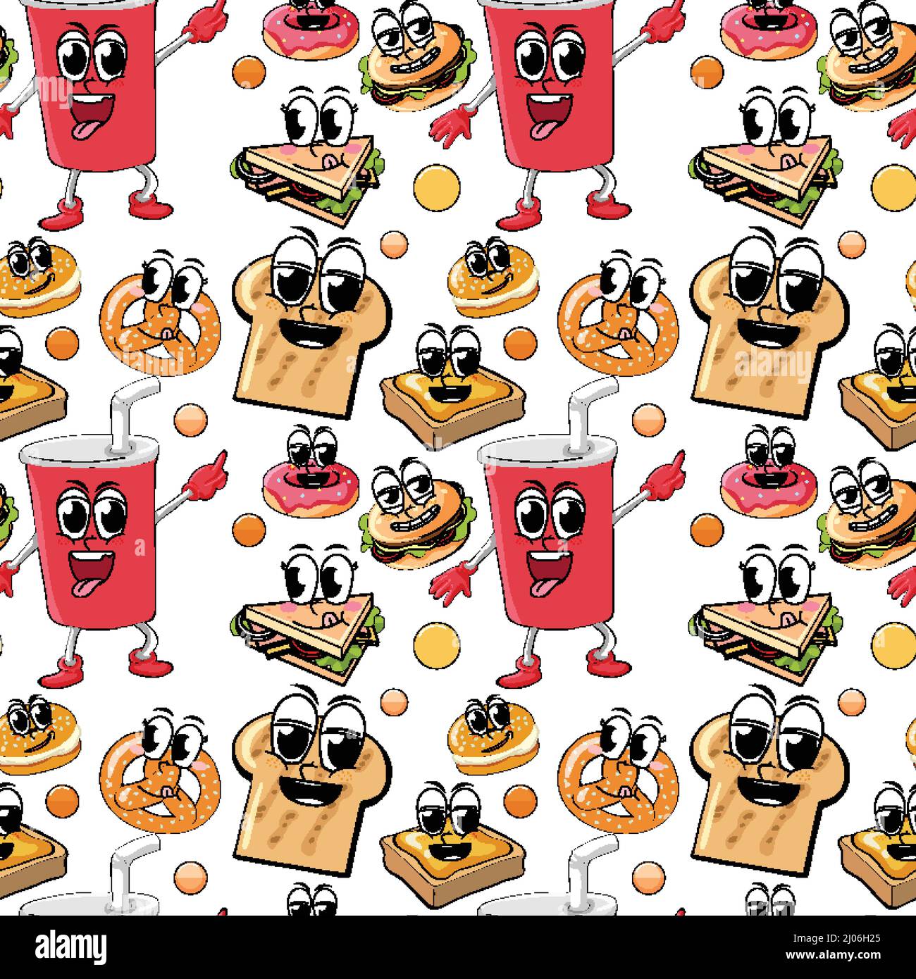 Seamless pattern cartoon on white background illustration Stock Vector