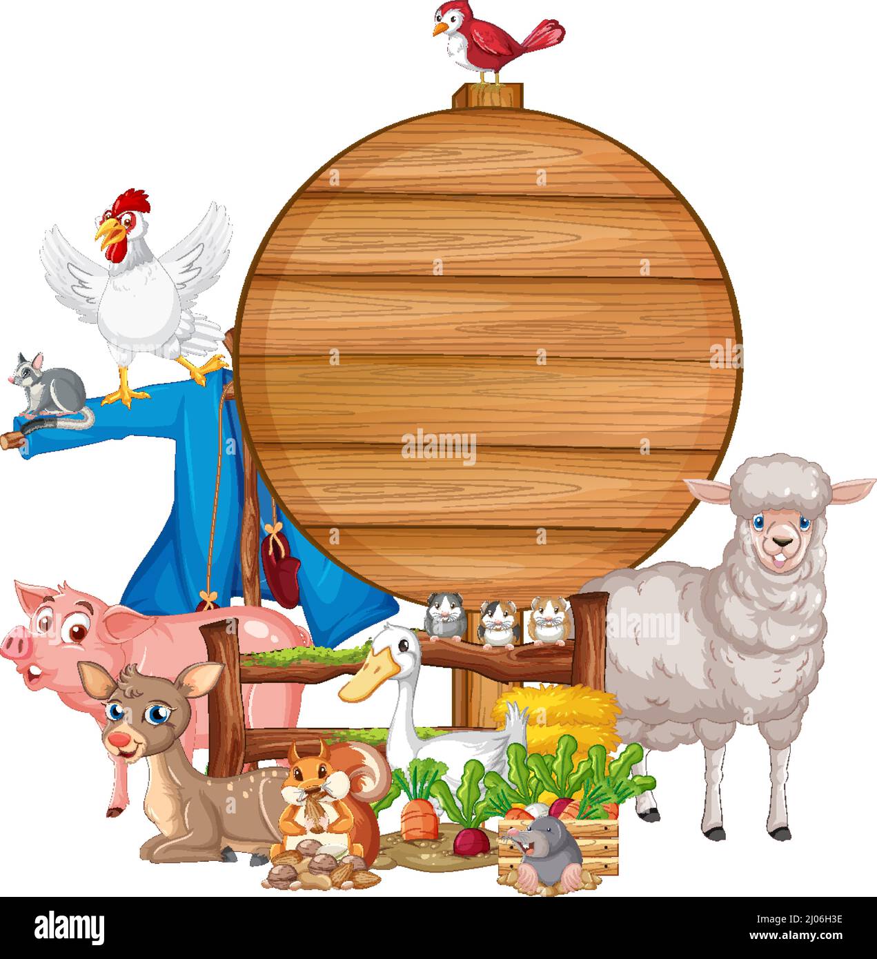 Animal with wooden sign banner illustration Stock Vector Image & Art ...