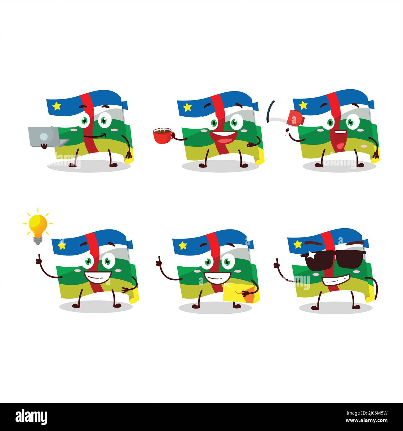 African republic flag cartoon character with various types of business ...