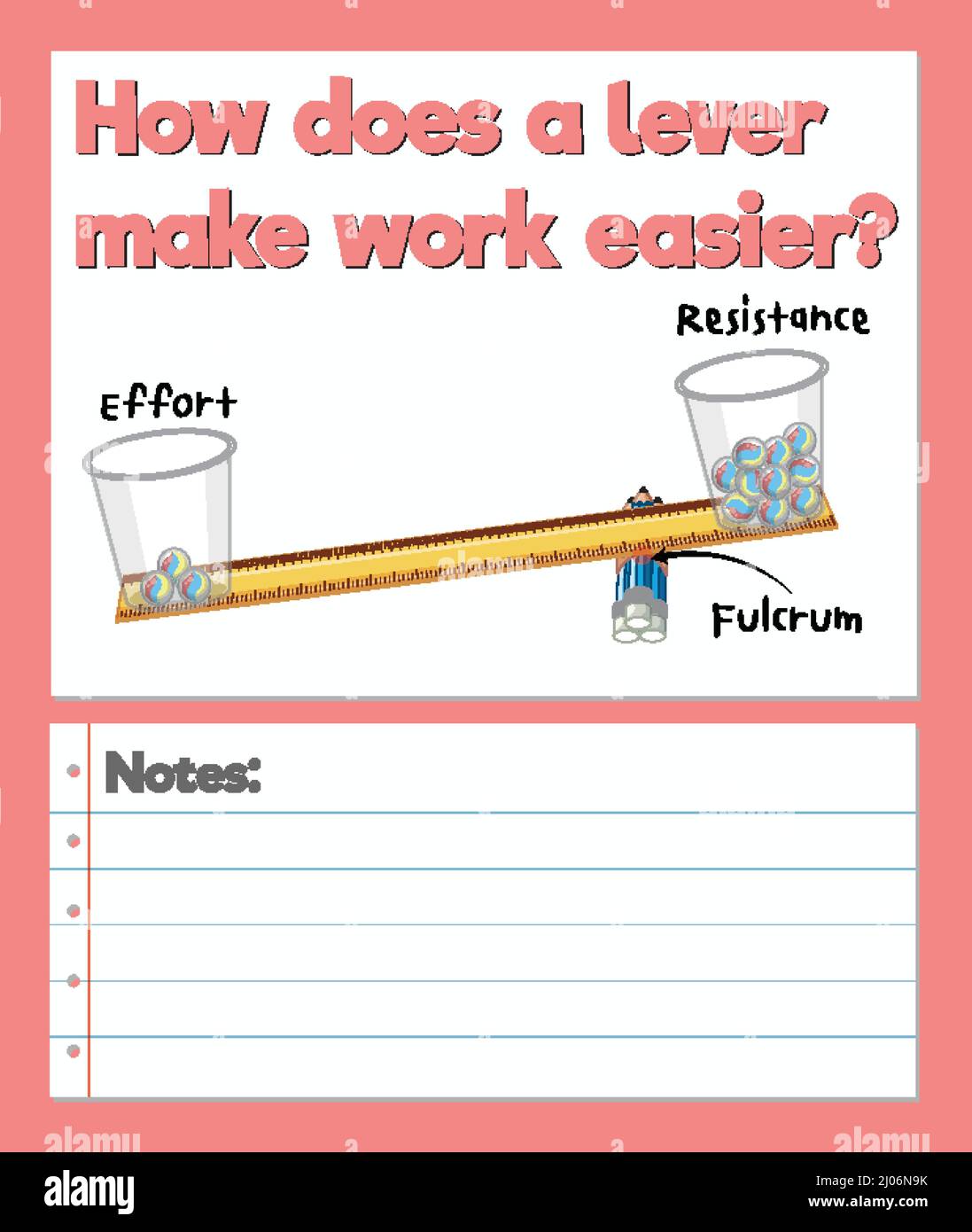 Science Experiment Record Worksheet of lever illustration Stock Vector
