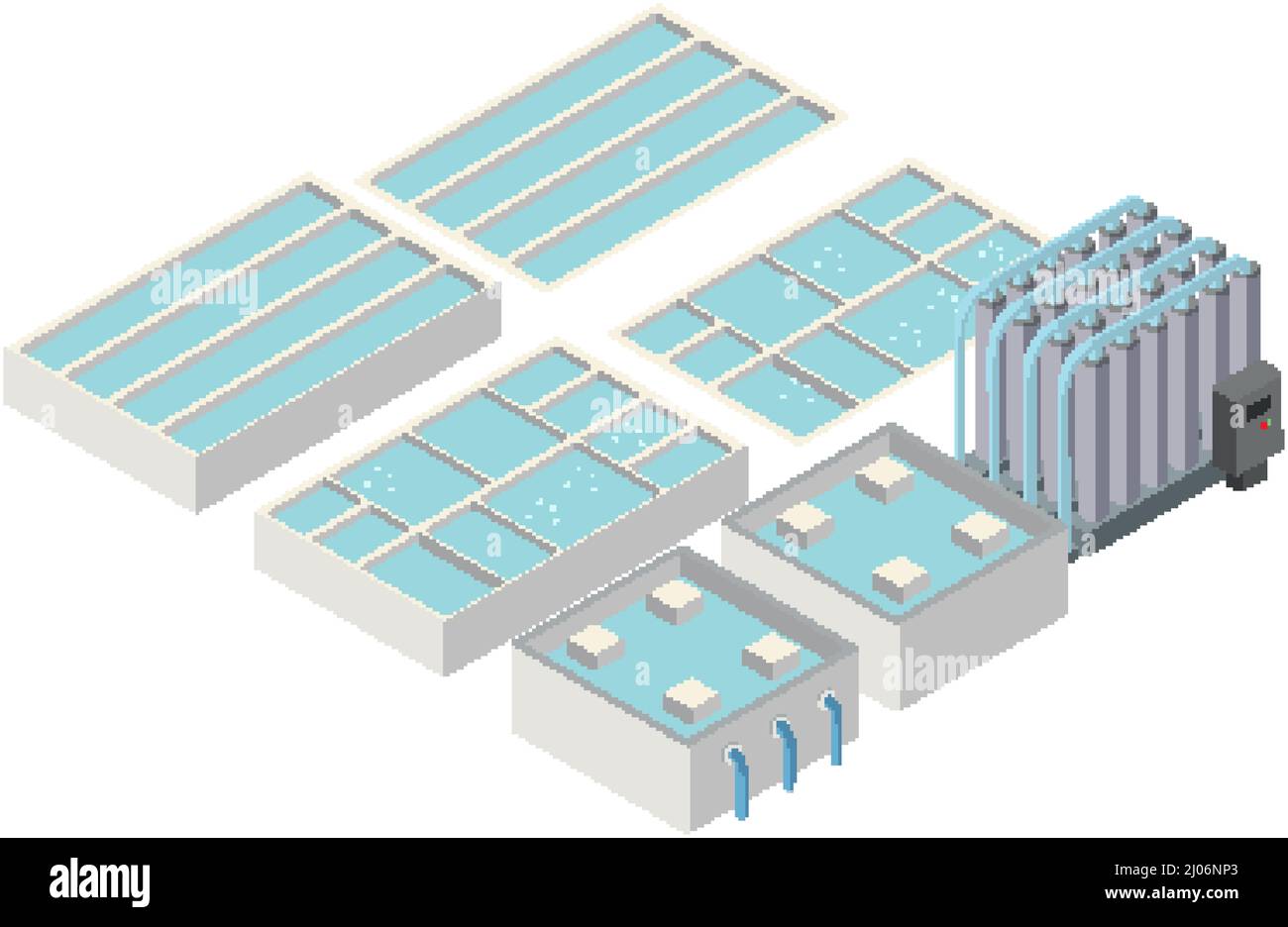 Isometric industrial area of desalination plant illustration Stock ...