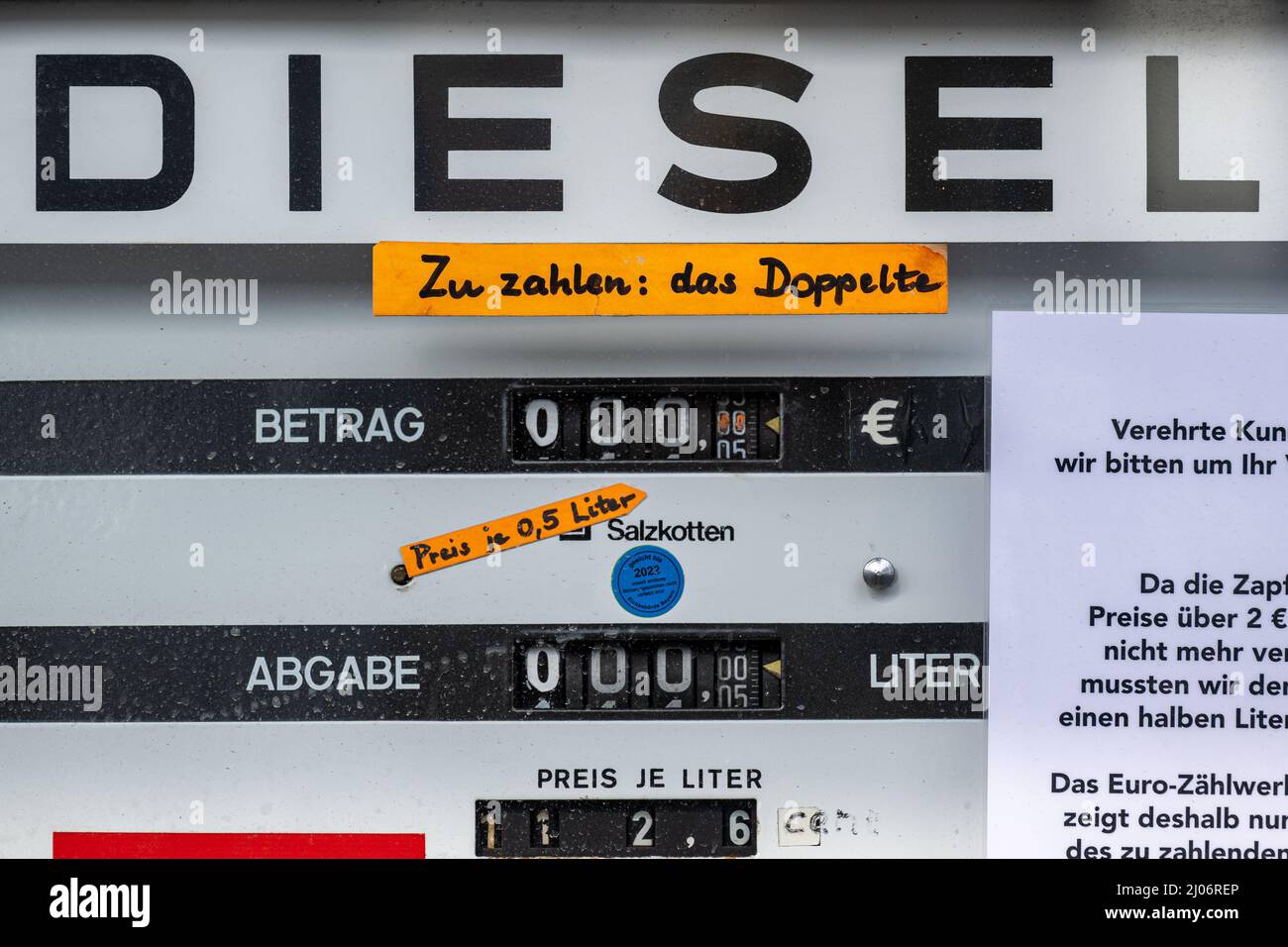 Oberviechtach, Germany. 16th Mar, 2022. A gas pump at a gas station