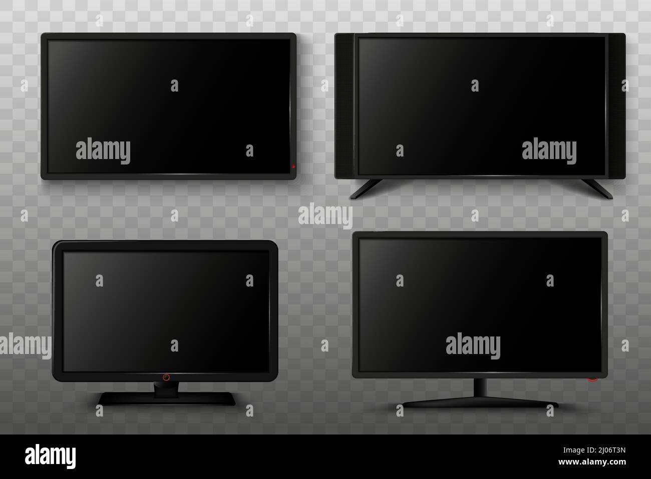 Modern smart TV set 3d vector illustration. Isolated realistic icons on ...