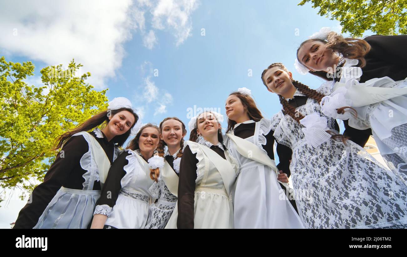 russian graduation Happy Russian girls graduating on graduation day Stock Photo - Alamy