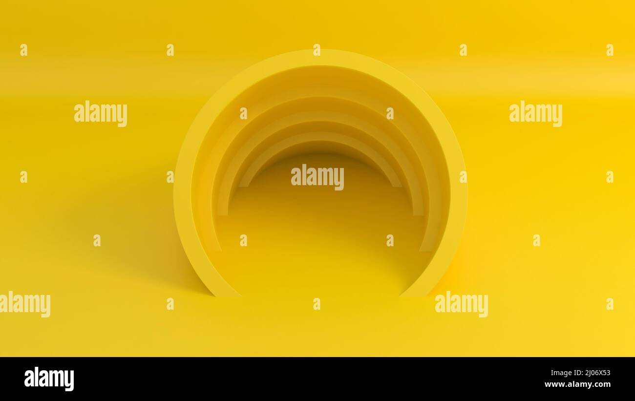 Abstract yellow tube shape 3d background. 3d illustration Stock Photo