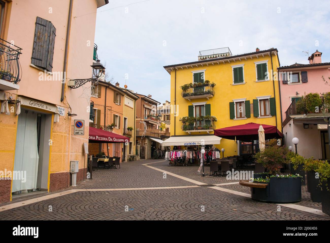 Bardolino, Italy - December 27th 2021. A street at Christmas in the old town of Bardolino on the east shore of lake Garda, Verona Province, Veneto Stock Photo