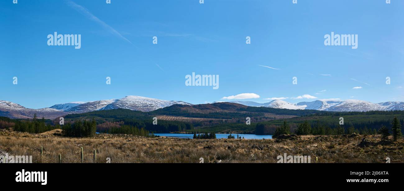 Panoramic view of a loch in Scotland Stock Photo
