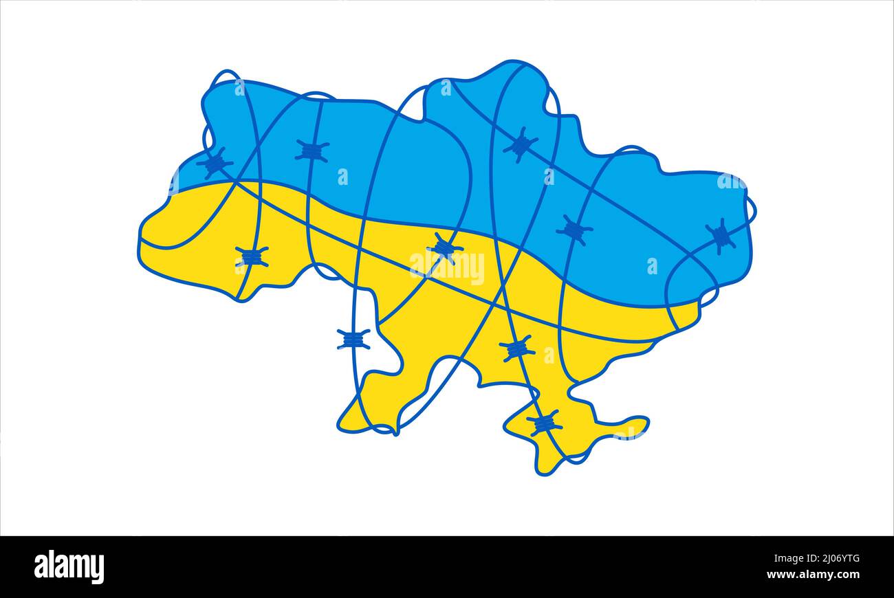 Vector illustration of cartoon Ukraine defending its territory. Stock Vector